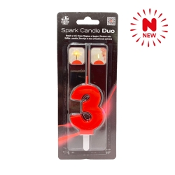 VELA SPARK CANDLE DUO N  3 ROJO